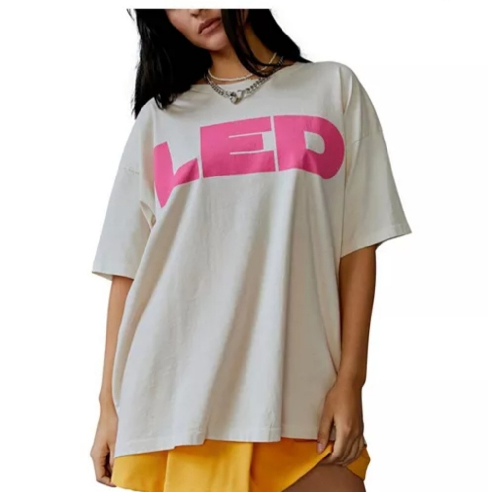 DaydreamerWomen's White Led Zeppelin Block Letters Merch T-shirt - Picture 1 of 9